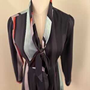 Stylish Striped Tie-Neck Dress